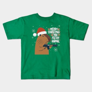 Merry Christmas Capybara Kids T-Shirt